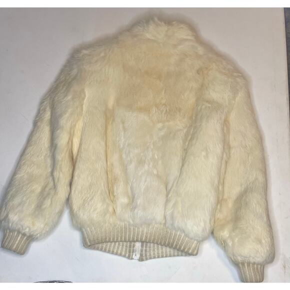 VTG Caravelle Designer Fine Fur Fashions Jacket Girls Sz 8 Ivory Bomber Coat - Picture 9 of 9